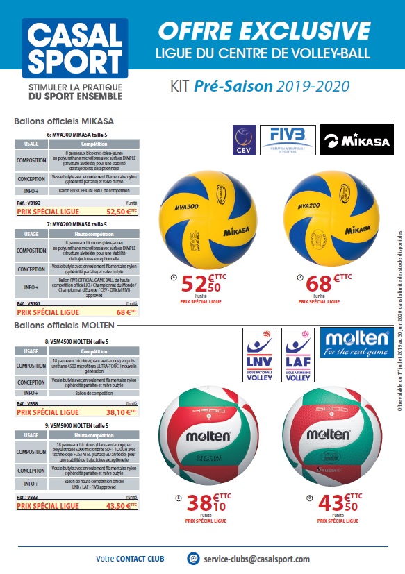 Offre Casal Ligue du Centre VB 2018 2